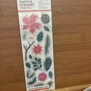 Martha Stewart Crafts Clear Stamps Set poinsettias and branches